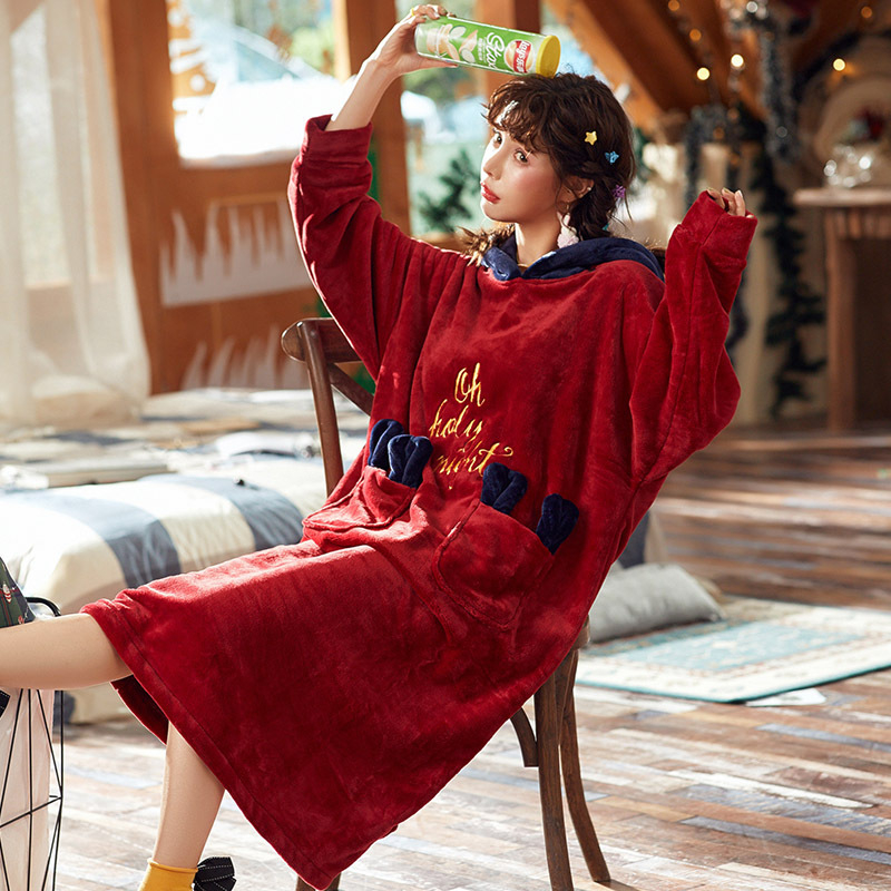 Set pijama din flanelă – stil dulce și drăguț, guler rotund, mâneci lungi, pantaloni, poliester 95–100%