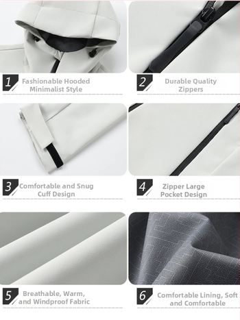 Veekindel ja tuulekindel töömantel kapuutsiga, kõrge krae ja tõmblukuga, kolmekihiline kangas, talvine välistoode noortele