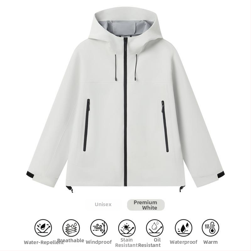 Veekindel ja tuulekindel töömantel kapuutsiga, kõrge krae ja tõmblukuga, kolmekihiline kangas, talvine välistoode noortele