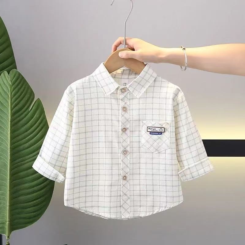 Vaikų marškiniai su ilgomis rankovėmis ir revero apykakle, 100% medvilnė, gyvūnų/animacinis raštas, Korėjos stiliaus, amžius 1–3 metai