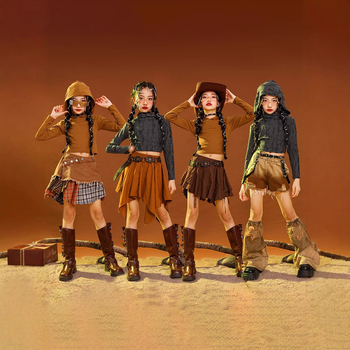 Vaikų hip-hop šokių kostiumas, kordurojo audinys iš medvilnės, 3–8 metų (100–140 cm), pavasario ir rudens pasirodymų apranga