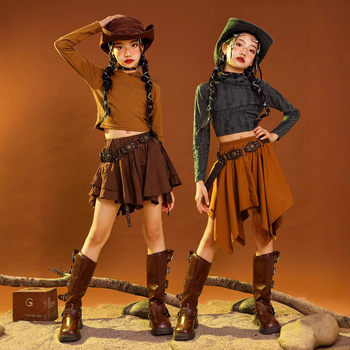 Vaikų hip-hop šokių kostiumas, kordurojo audinys iš medvilnės, 3–8 metų (100–140 cm), pavasario ir rudens pasirodymų apranga