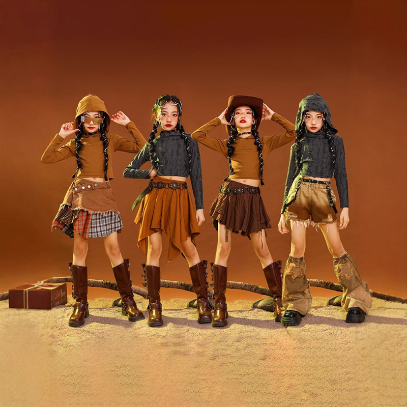 Vaikų hip-hop šokių kostiumas, kordurojo audinys iš medvilnės, 3–8 metų (100–140 cm), pavasario ir rudens pasirodymų apranga