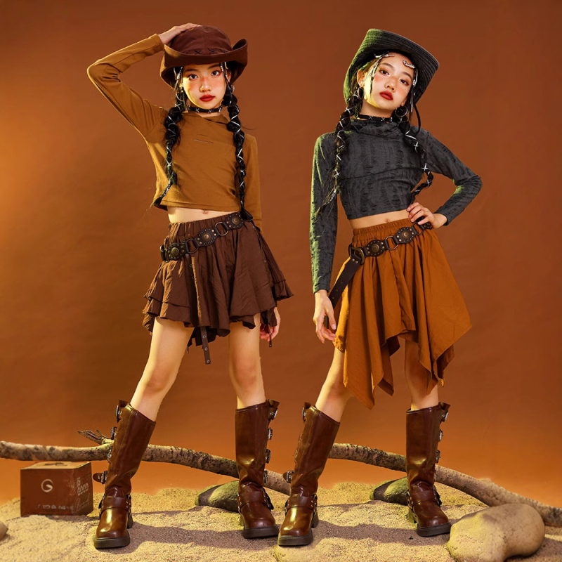 Vaikų hip-hop šokių kostiumas, kordurojo audinys iš medvilnės, 3–8 metų (100–140 cm), pavasario ir rudens pasirodymų apranga