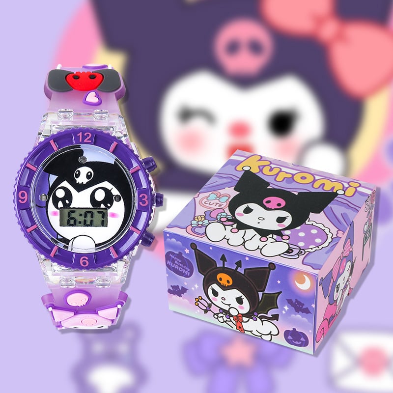 Elektroniska bērnu pulkstenis ar gaismu un mūziku, multfilmas dizains; kustība: elektroniska; ūdensizturība: Nē; korpuss: plastmasa; siksna: plastmasa; spogulis: plastmasa