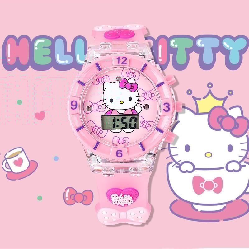 Elektroniska bērnu pulkstenis ar gaismu un mūziku, multfilmas dizains; kustība: elektroniska; ūdensizturība: Nē; korpuss: plastmasa; siksna: plastmasa; spogulis: plastmasa