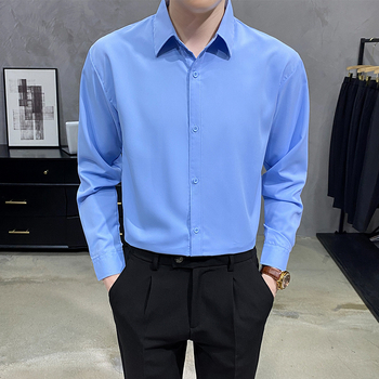 Cămașă bărbătească slim fit, mâneci lungi, poliester, fără călcare, anti-șifonare, stil business casual