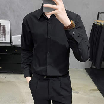 Cămașă bărbătească slim fit, mâneci lungi, poliester, fără călcare, anti-șifonare, stil business casual