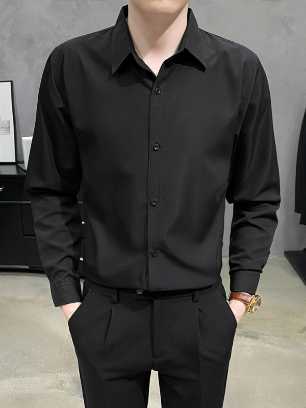 Cămașă bărbătească slim fit, mâneci lungi, poliester, fără călcare, anti-șifonare, stil business casual