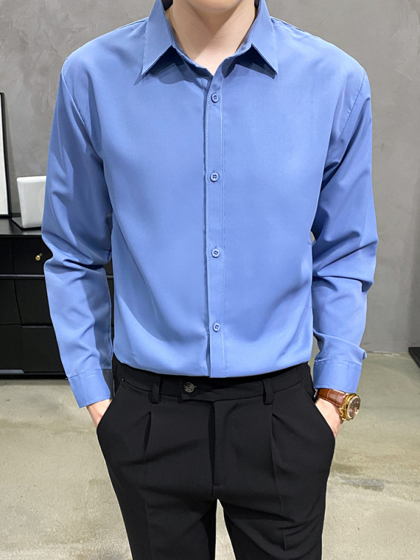 Cămașă bărbătească slim fit, mâneci lungi, poliester, fără călcare, anti-șifonare, stil business casual