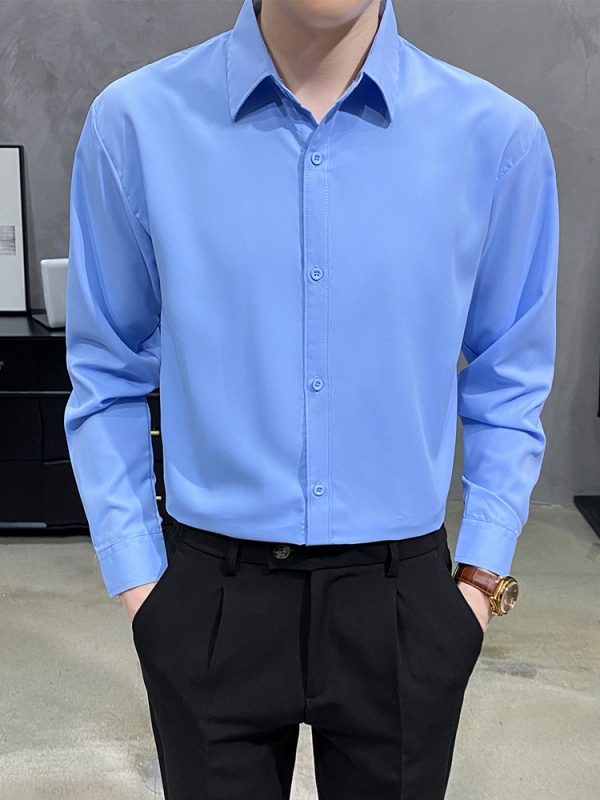 Cămașă bărbătească slim fit, mâneci lungi, poliester, fără călcare, anti-șifonare, stil business casual