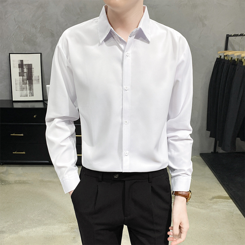 Cămașă bărbătească slim fit, mâneci lungi, poliester, fără călcare, anti-șifonare, stil business casual