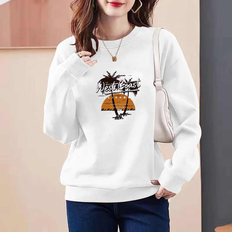 Bijeli ženski pulover s okruglim izrezom, jesen-zima 2025, korejski stil, širok kroj, udoban svakodnevni top