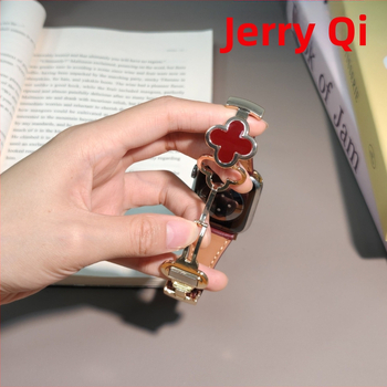 Brățară pentru ceas din piele naturală, cu cataramă magnetică în formă de trifoi cu patru foi, pentru Apple Watch, compatibilă cu modelele 6–11, lățimea conectării 18/20/22 mm, greutate aproximativ 20 g, lansare în 2025