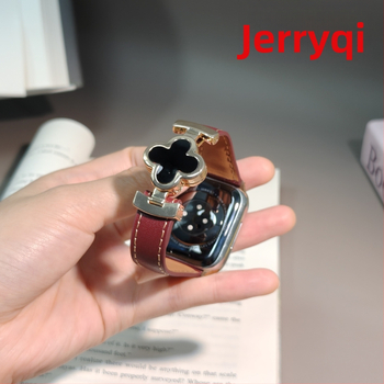 Brățară pentru ceas din piele naturală, cu cataramă magnetică în formă de trifoi cu patru foi, pentru Apple Watch, compatibilă cu modelele 6–11, lățimea conectării 18/20/22 mm, greutate aproximativ 20 g, lansare în 2025