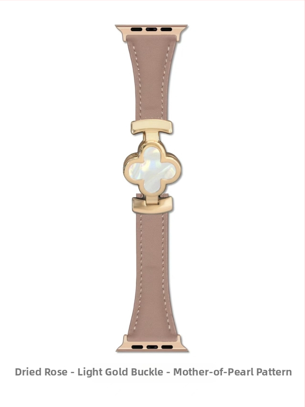 Brățară pentru ceas din piele naturală, cu cataramă magnetică în formă de trifoi cu patru foi, pentru Apple Watch, compatibilă cu modelele 6–11, lățimea conectării 18/20/22 mm, greutate aproximativ 20 g, lansare în 2025