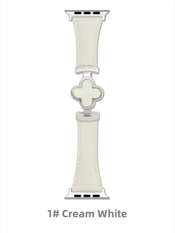 Brățară pentru ceas din piele naturală, cu cataramă magnetică în formă de trifoi cu patru foi, pentru Apple Watch, compatibilă cu modelele 6–11, lățimea conectării 18/20/22 mm, greutate aproximativ 20 g, lansare în 2025