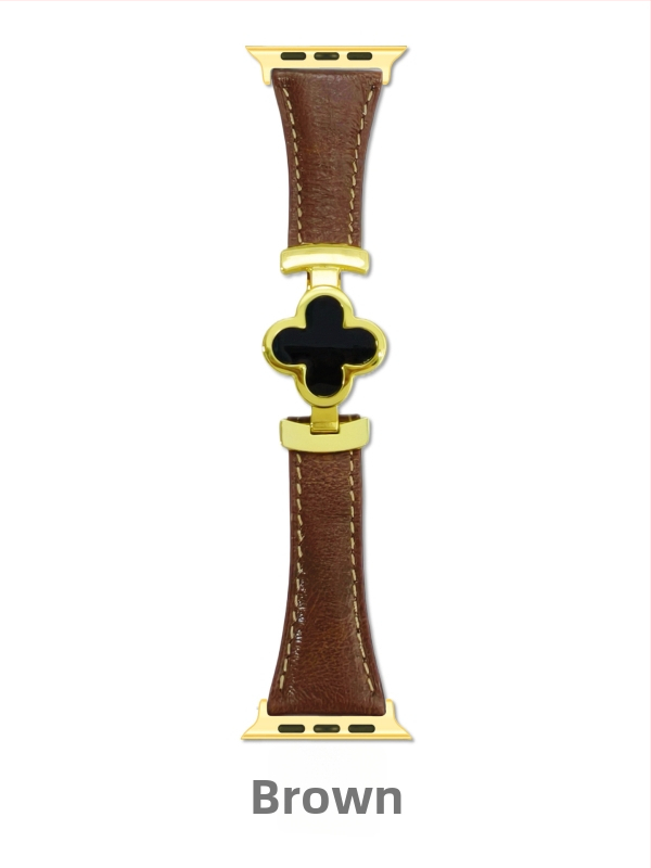 Brățară pentru ceas din piele naturală, cu cataramă magnetică în formă de trifoi cu patru foi, pentru Apple Watch, compatibilă cu modelele 6–11, lățimea conectării 18/20/22 mm, greutate aproximativ 20 g, lansare în 2025