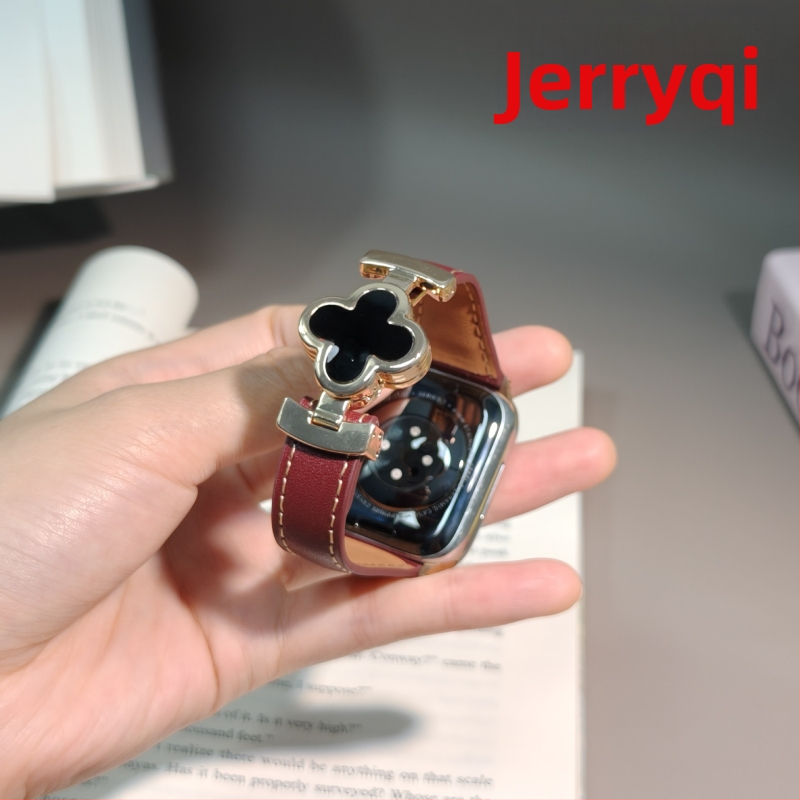 Brățară pentru ceas din piele naturală, cu cataramă magnetică în formă de trifoi cu patru foi, pentru Apple Watch, compatibilă cu modelele 6–11, lățimea conectării 18/20/22 mm, greutate aproximativ 20 g, lansare în 2025