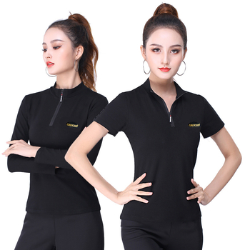 Costum modern de dans: top cu decolteu în V, mânecă scurtă, din amestec bumbac, căptușeală modal 90%, potrivit pentru dansuri latino și standard național