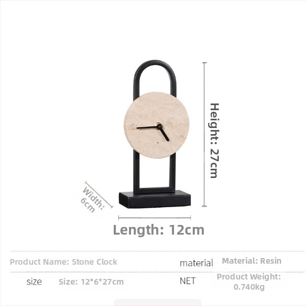 Irodai asztali dekorációs óra — könnyed luxus modern stílus, fém-márvány kivitelezés, polírozott, félig manuális és félig mechanikus kivitelezés
