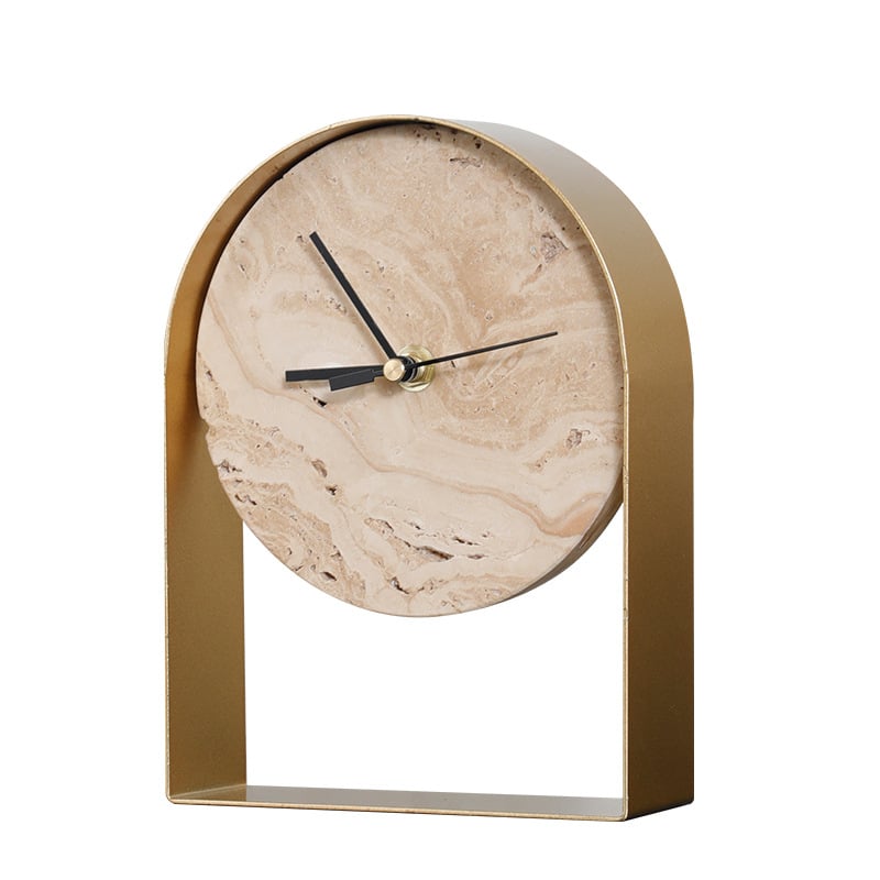 Irodai asztali dekorációs óra — könnyed luxus modern stílus, fém-márvány kivitelezés, polírozott, félig manuális és félig mechanikus kivitelezés