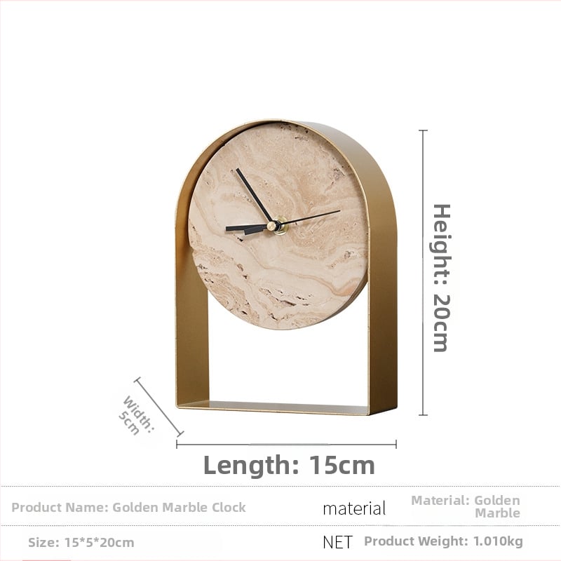 Irodai asztali dekorációs óra — könnyed luxus modern stílus, fém-márvány kivitelezés, polírozott, félig manuális és félig mechanikus kivitelezés