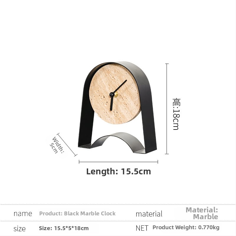 Irodai asztali dekorációs óra — könnyed luxus modern stílus, fém-márvány kivitelezés, polírozott, félig manuális és félig mechanikus kivitelezés