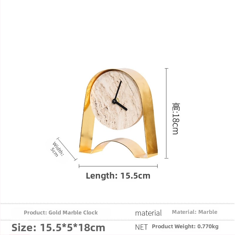 Irodai asztali dekorációs óra — könnyed luxus modern stílus, fém-márvány kivitelezés, polírozott, félig manuális és félig mechanikus kivitelezés