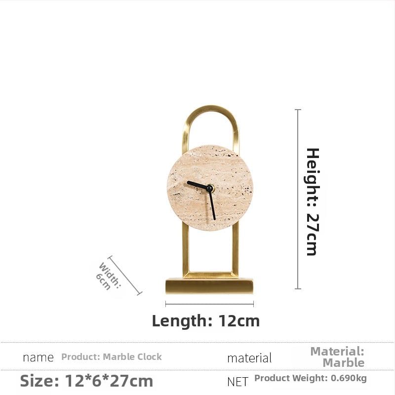 Irodai asztali dekorációs óra — könnyed luxus modern stílus, fém-márvány kivitelezés, polírozott, félig manuális és félig mechanikus kivitelezés