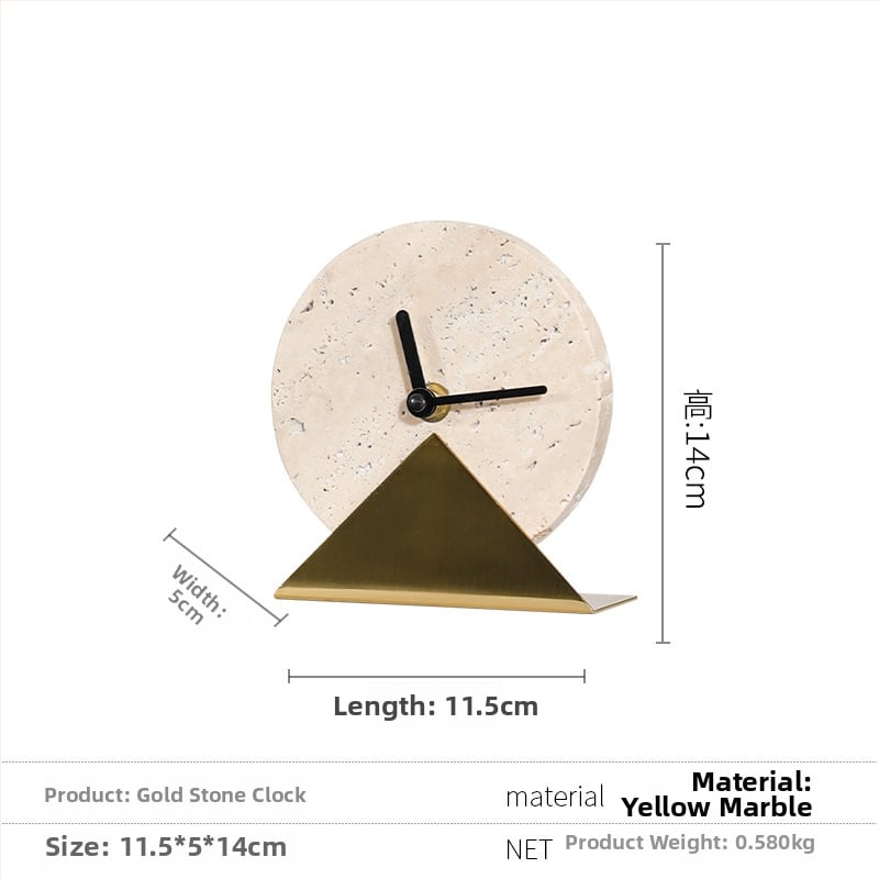 Irodai asztali dekorációs óra — könnyed luxus modern stílus, fém-márvány kivitelezés, polírozott, félig manuális és félig mechanikus kivitelezés