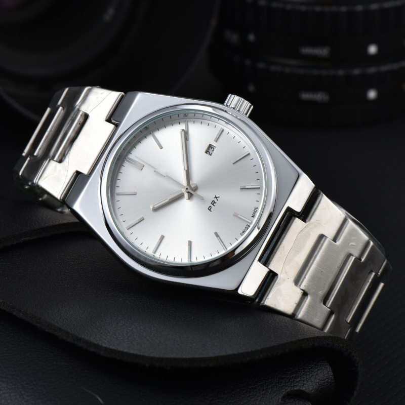 Ceas mecanic pentru bărbați PRX seria, rezistent la apă 30M, afișaj analog, carcasă și curea din aliaj