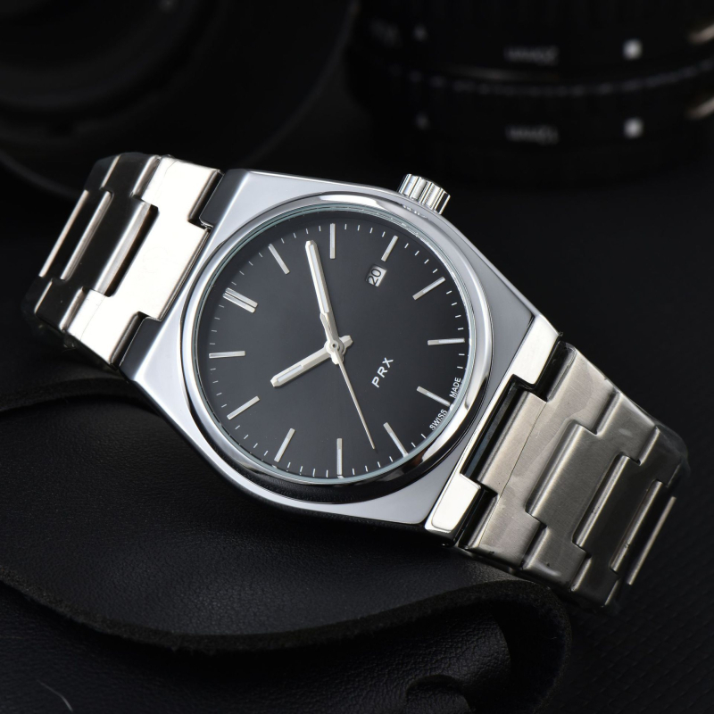 Ceas mecanic pentru bărbați PRX seria, rezistent la apă 30M, afișaj analog, carcasă și curea din aliaj
