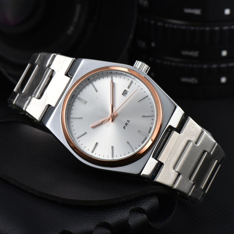 Ceas mecanic pentru bărbați PRX seria, rezistent la apă 30M, afișaj analog, carcasă și curea din aliaj