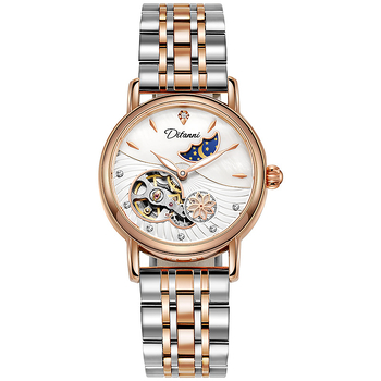 Ženski mehanički sat Dulunwe/Durunway 6023C, mehanički pogon (Dandong), vodootporan do 30 m, prikaz faze mjeseca