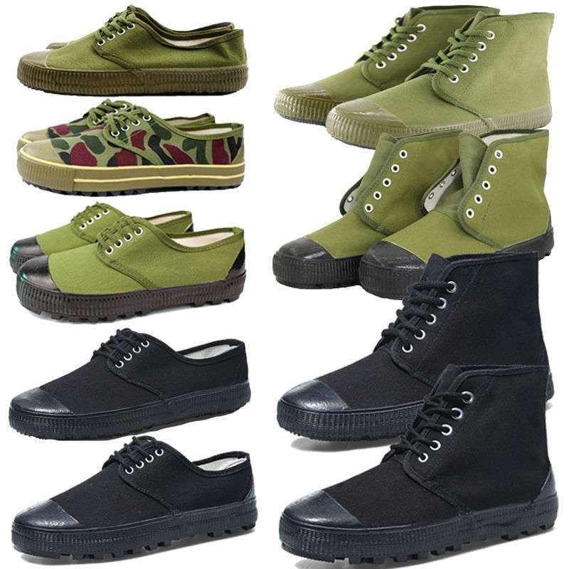 Vyriniai darbiniai bateliai iš drobės su gumine padų, anti-slydim ir atsparūs dilimui, vidutinio aukščio pirštų apsauga iš odos, raišteliai