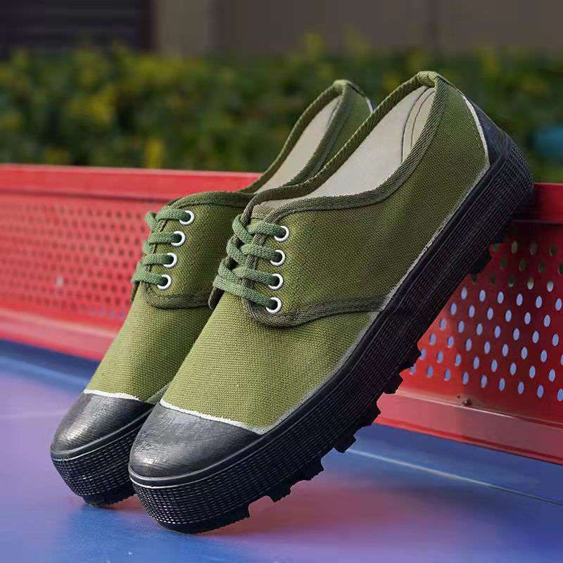 Vyriniai darbiniai bateliai iš drobės su gumine padų, anti-slydim ir atsparūs dilimui, vidutinio aukščio pirštų apsauga iš odos, raišteliai