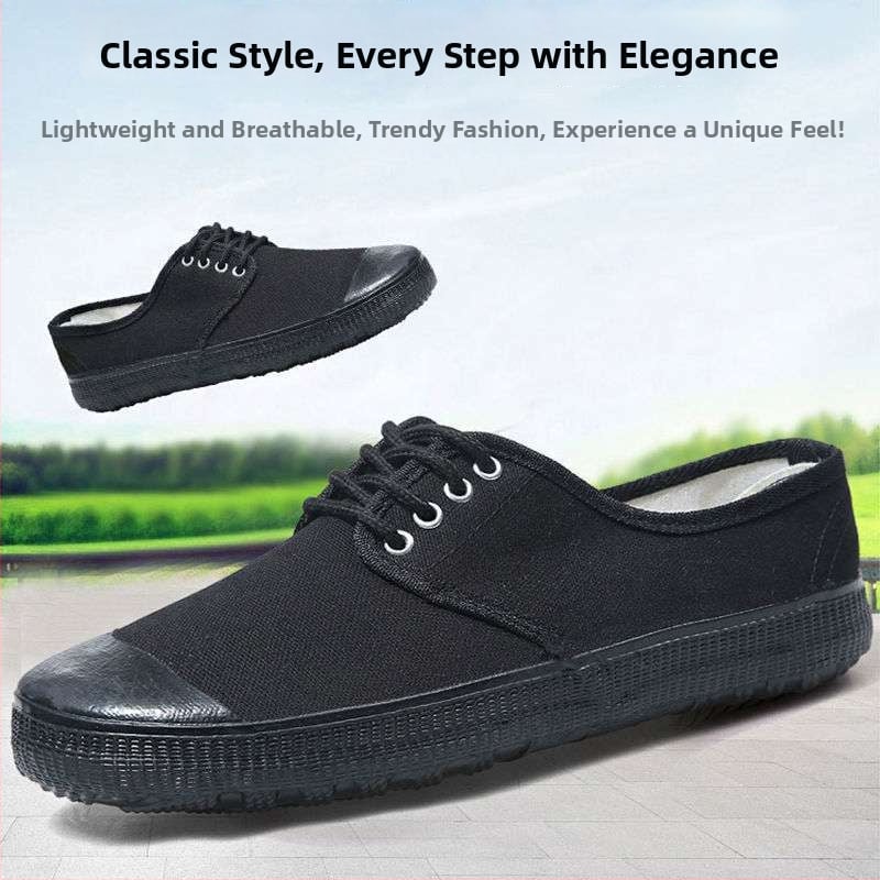 Vyriniai darbiniai bateliai iš drobės su gumine padų, anti-slydim ir atsparūs dilimui, vidutinio aukščio pirštų apsauga iš odos, raišteliai