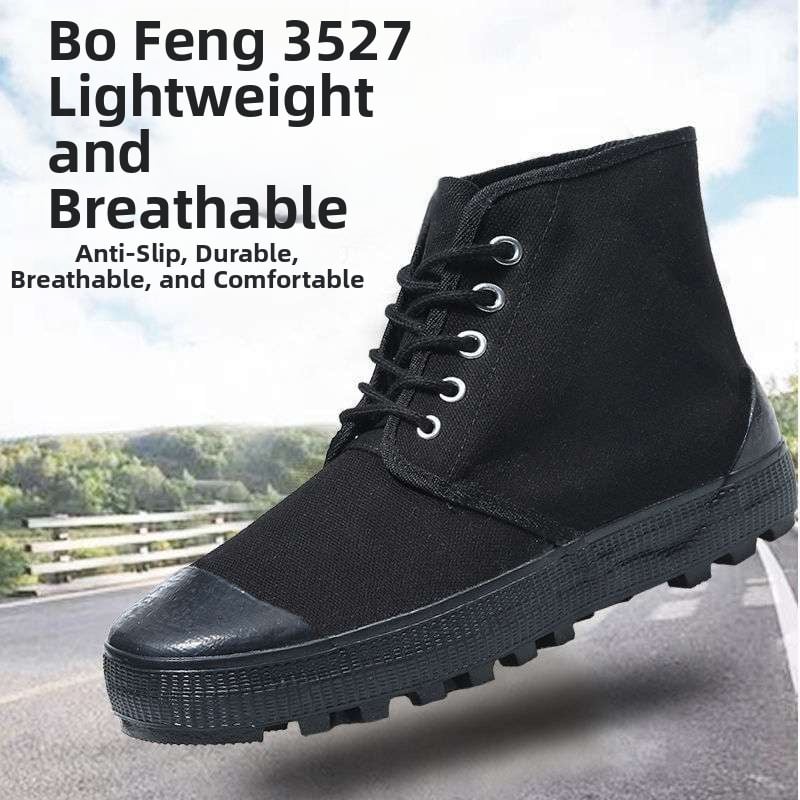 Vyriniai darbiniai bateliai iš drobės su gumine padų, anti-slydim ir atsparūs dilimui, vidutinio aukščio pirštų apsauga iš odos, raišteliai