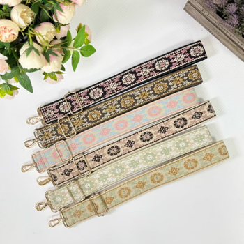 Poliesterski remen za torbu s geometrijskim jacquard uzorom, podesivi crossbody remen, zamjenski dodatak u stilu novog nacionalnog trenda
