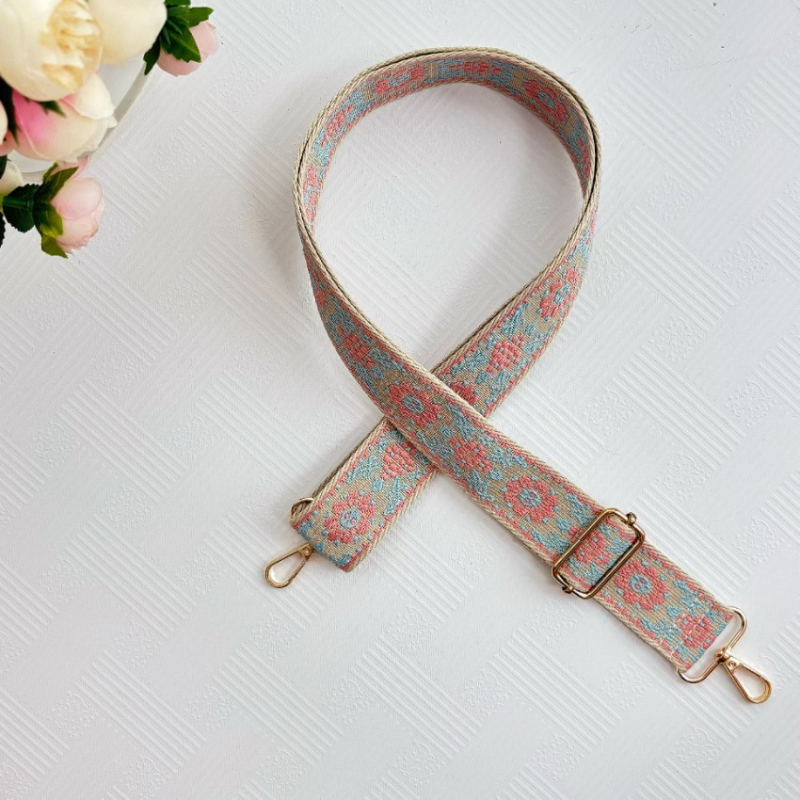Poliesterski remen za torbu s geometrijskim jacquard uzorom, podesivi crossbody remen, zamjenski dodatak u stilu novog nacionalnog trenda