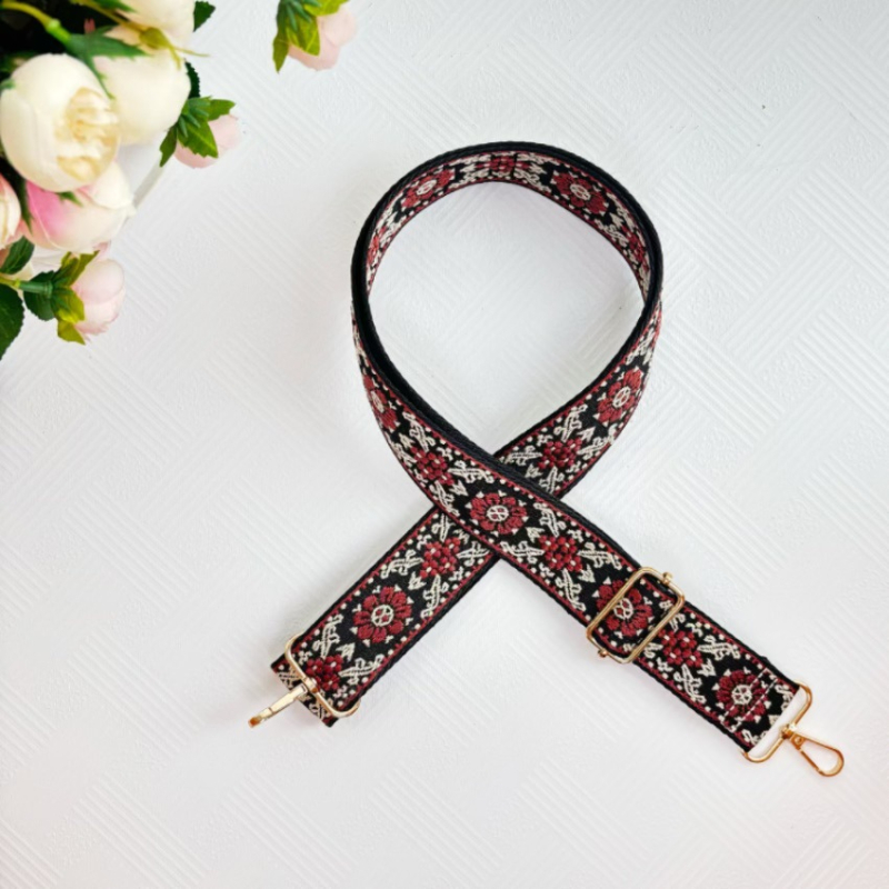 Poliesterski remen za torbu s geometrijskim jacquard uzorom, podesivi crossbody remen, zamjenski dodatak u stilu novog nacionalnog trenda