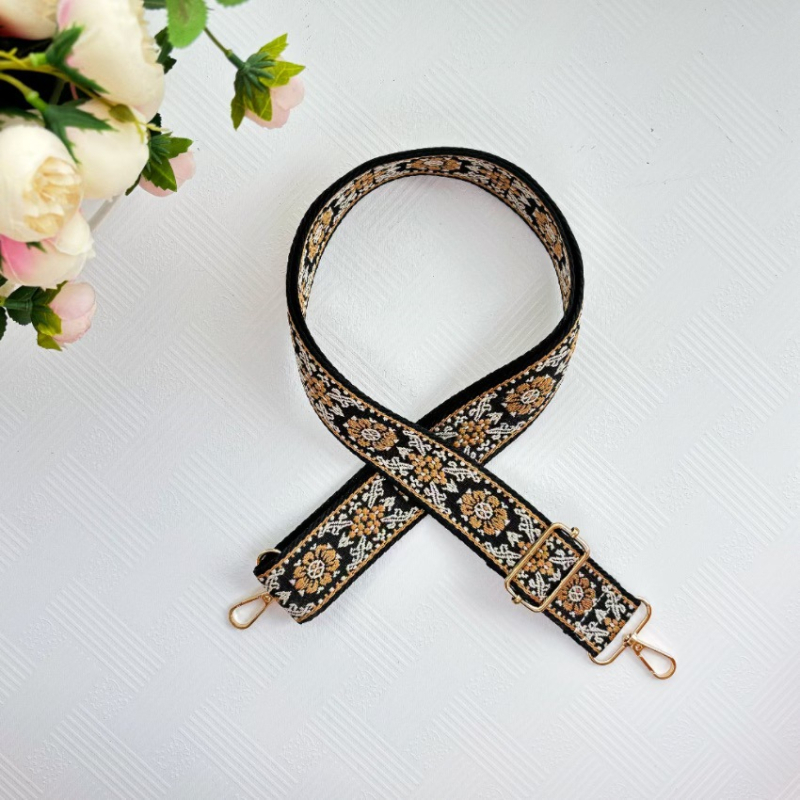 Poliesterski remen za torbu s geometrijskim jacquard uzorom, podesivi crossbody remen, zamjenski dodatak u stilu novog nacionalnog trenda