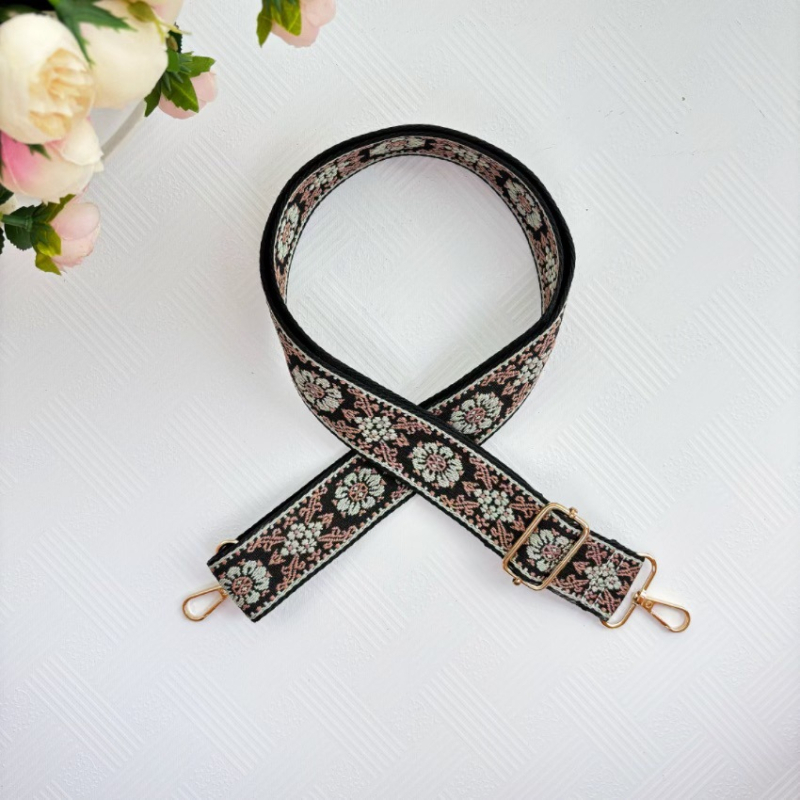 Poliesterski remen za torbu s geometrijskim jacquard uzorom, podesivi crossbody remen, zamjenski dodatak u stilu novog nacionalnog trenda