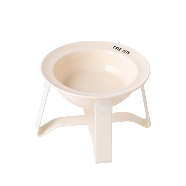 Керамична котешка купа за храна и вода на висока стойка с защита на шията и метална рамка, автоматично хранене