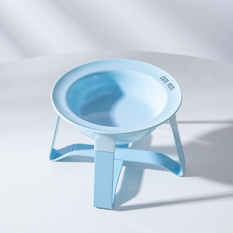 Керамична котешка купа за храна и вода на висока стойка с защита на шията и метална рамка, автоматично хранене