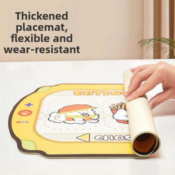 Подложка за хранене на домашни любимци - кожа, антипроливане, водоустойчива и маслоустойчива, противохлъзгаща за котки и кучета, карикатурен дизайн, Pink Claw