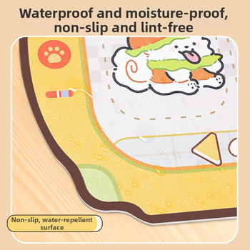 Подложка за хранене на домашни любимци - кожа, антипроливане, водоустойчива и маслоустойчива, противохлъзгаща за котки и кучета, карикатурен дизайн, Pink Claw