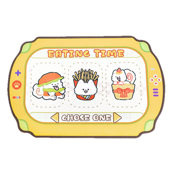 Подложка за хранене на домашни любимци - кожа, антипроливане, водоустойчива и маслоустойчива, противохлъзгаща за котки и кучета, карикатурен дизайн, Pink Claw