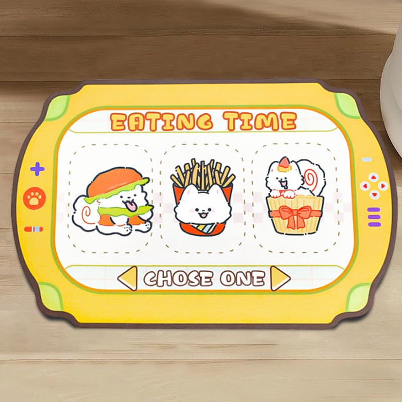 Подложка за хранене на домашни любимци - кожа, антипроливане, водоустойчива и маслоустойчива, противохлъзгаща за котки и кучета, карикатурен дизайн, Pink Claw